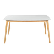 Dining Table With Splayed Rubberwood Legs & Faux Wood Tabletop, - White Oak