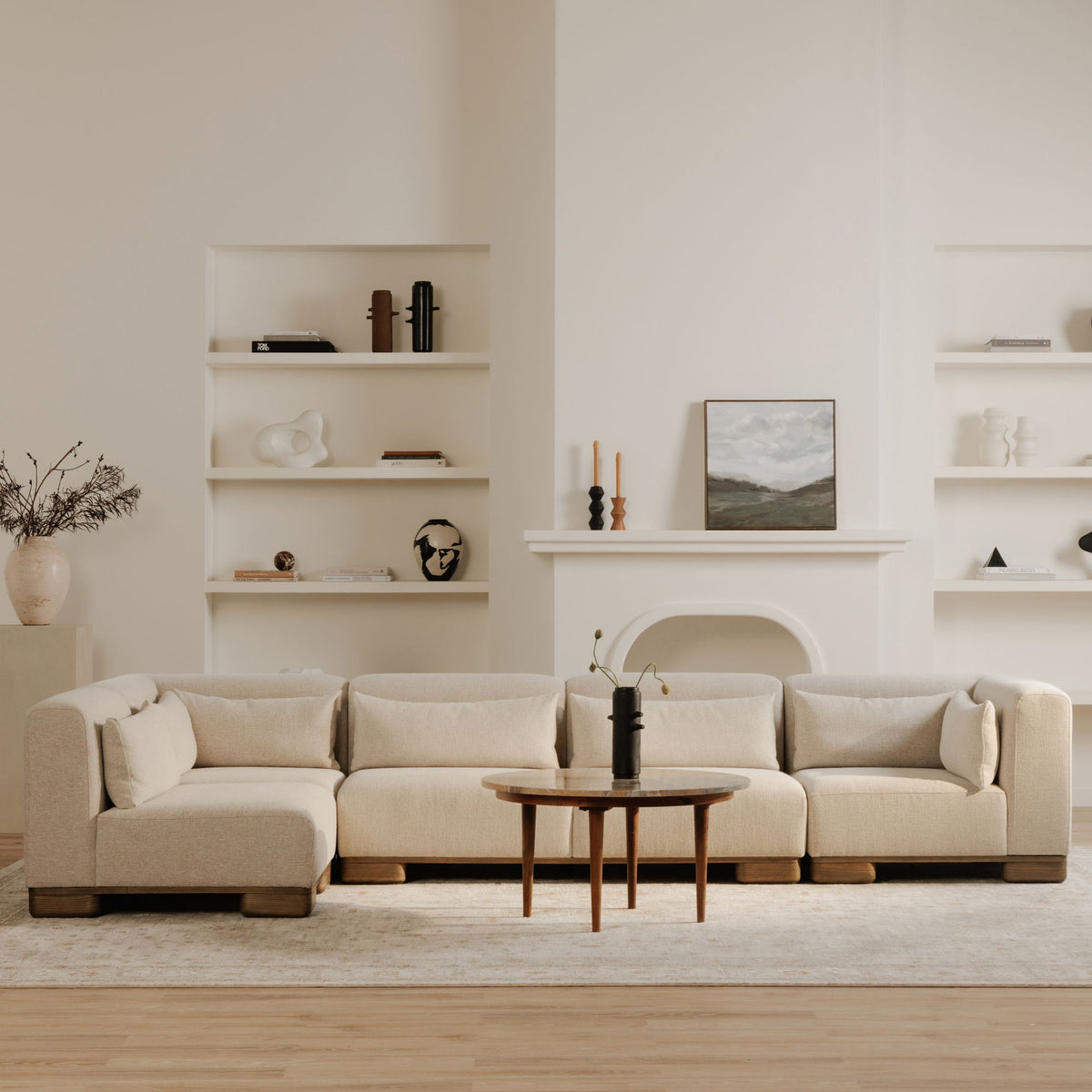 June - Classic L-Shaped Modular Sectional - Oatmeal