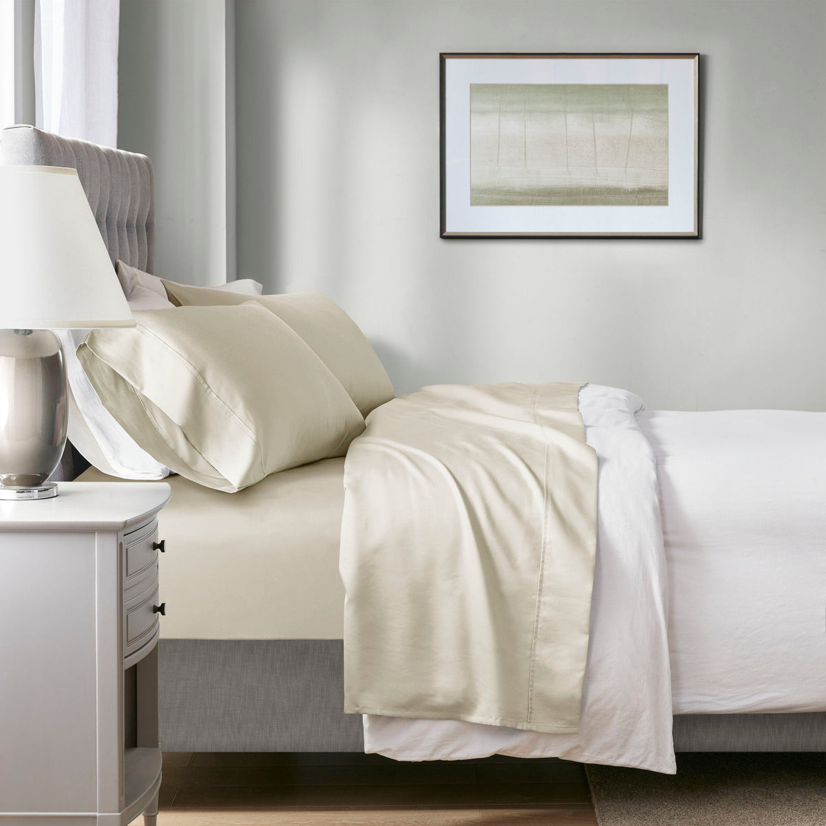 1000 Thread Count - California King HeiQ Smart Temperature Blend 4 Piece Sheet Set - Ivory