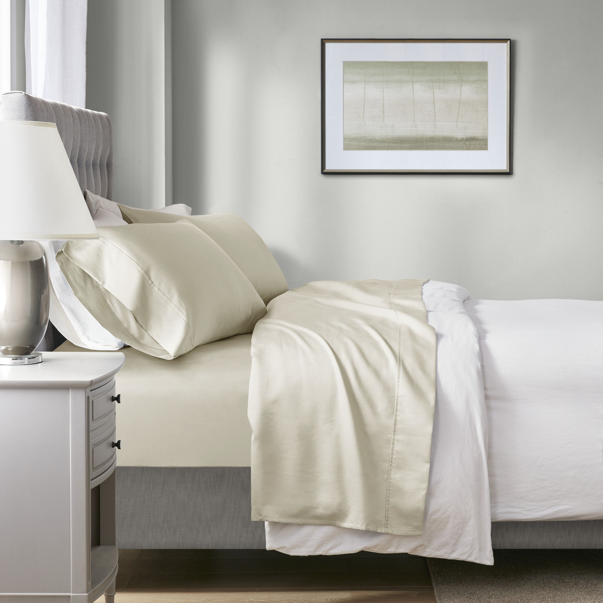 1000 Thread Count - King HeiQ Smart Temperature Blend 4 Piece Sheet Set - Ivory