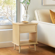 Teagan - Accent Side Table With Drawer Storage & Lower Open Shelf - Natural