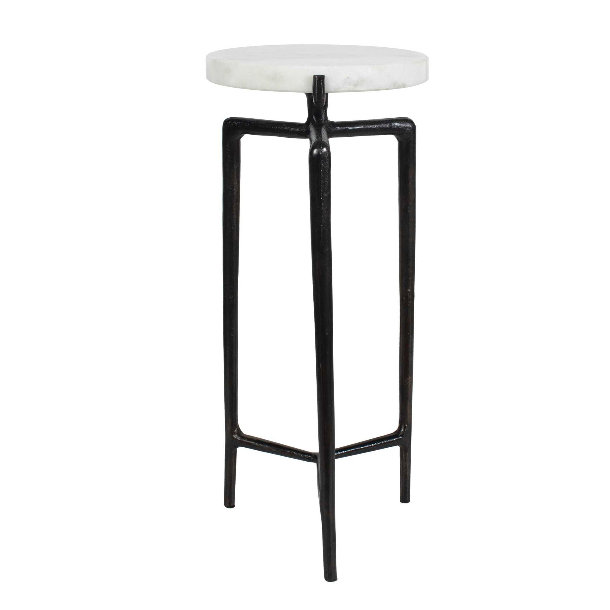Tobias - Marble Slab Drink Table - Bronze / White