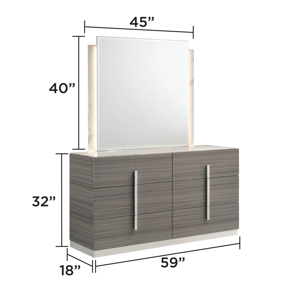 Altima - 4 Piece King Bedroom Set With LED Headboard - Gray