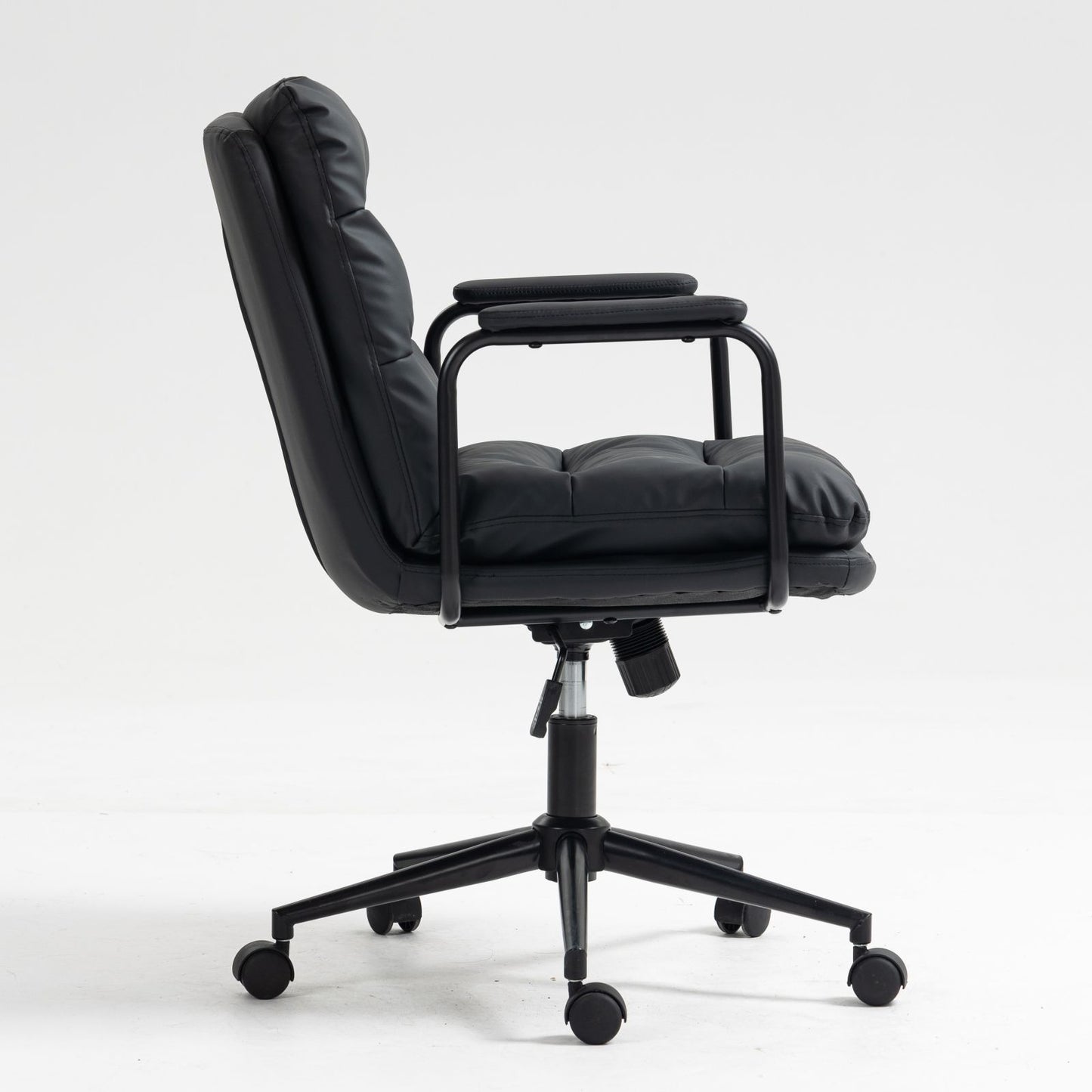 Office Chair, Mid Back Home Office Desk Task Chair With Wheels And Arms Ergonomic Computer Rolling Swivel Chair With Padded Armrest