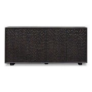 Stevenson - Chiseled 4 Door Cabinet - Black / Brown / Woodtone