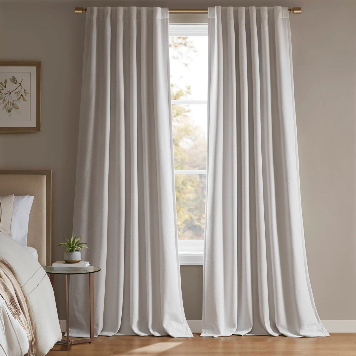 Karien - 2 Piece 52x95" Sound Blocking/Total Blackout Curtain Panel Pair - White
