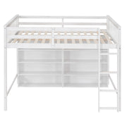 Loft Bed With 8 Open Storage Shelves And Built In Ladder