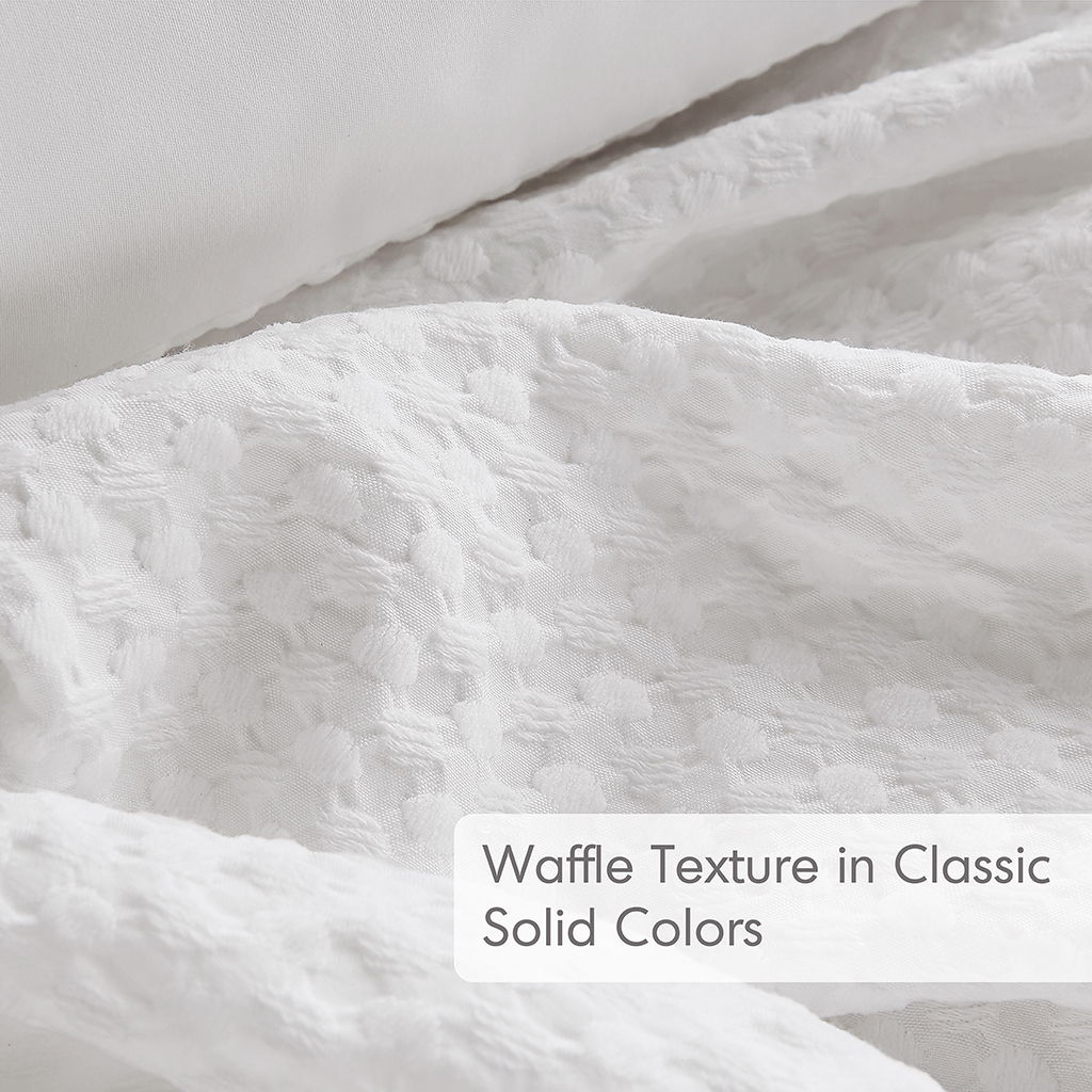 Mina - Twin/Twin XL Waffle Weave Textured Duvet Cover Set - Neutral