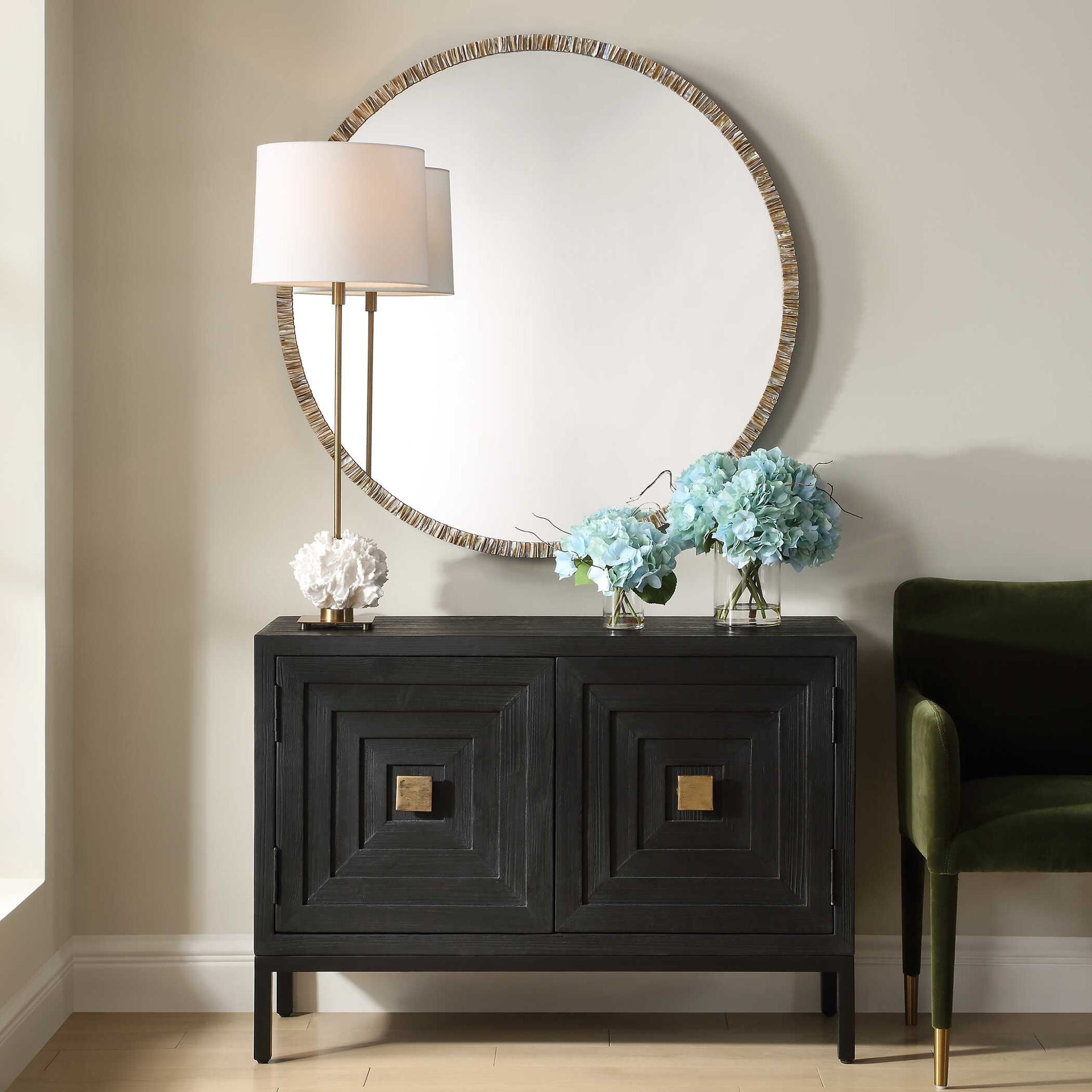 Odeon - Shell Inlay Round Mirror - Bronze