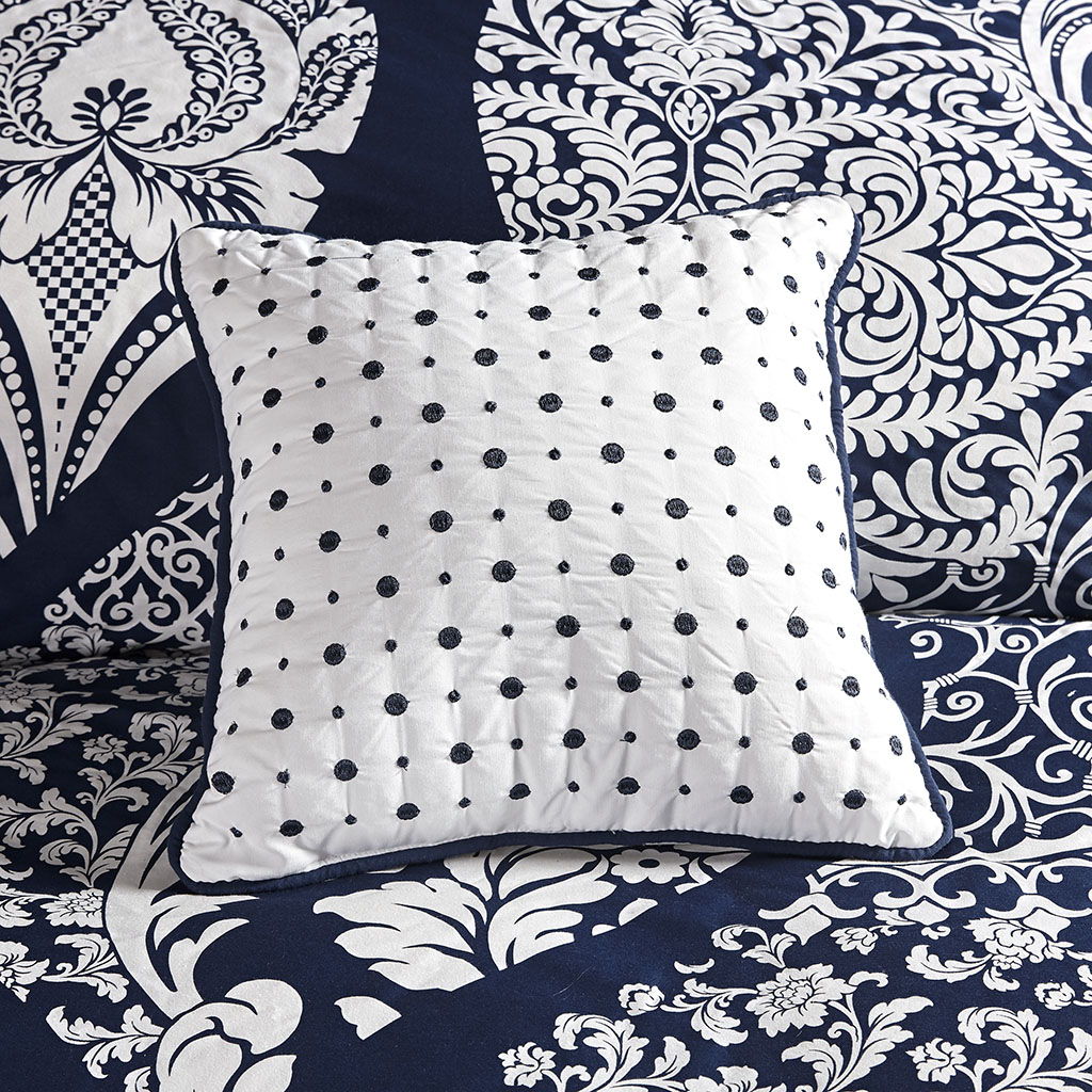 Vienna - Queen 7 Piece Printed Comforter Set - Indigo