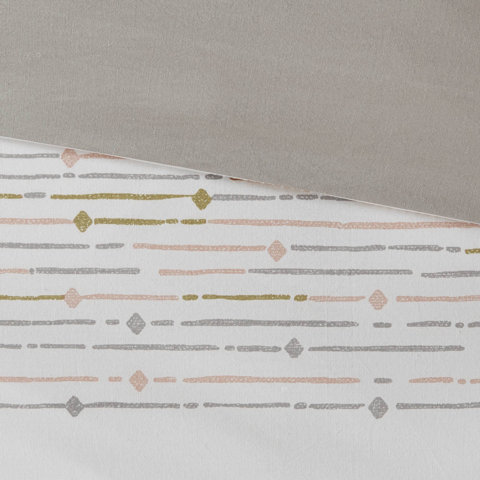 Nea - King Printed Comforter Set With Trims - Off White / Gray