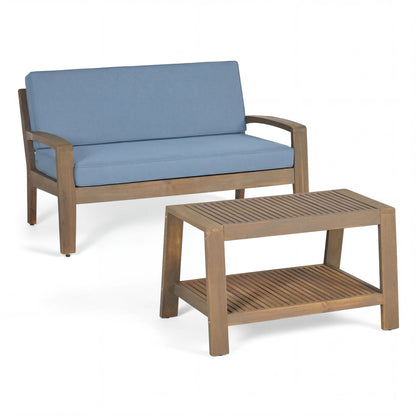 2 Piece Outdoor Conversation Set (Loveseat & Coffee Table With Water-Resistant Cushions)