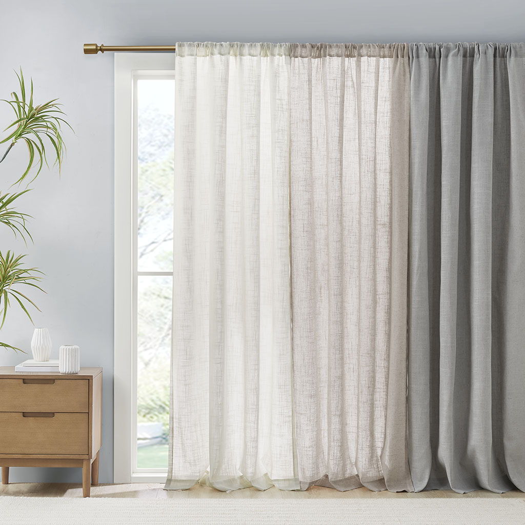 Kyler - Linen Blend Light Filtering Curtain Panel Pair - White