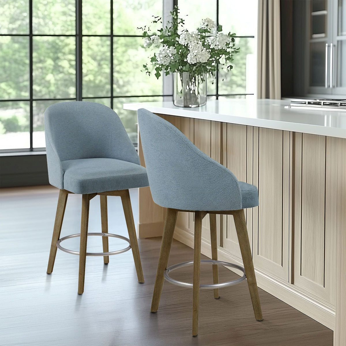 Pearce - Counter Stool With Swivel Seat - Blue