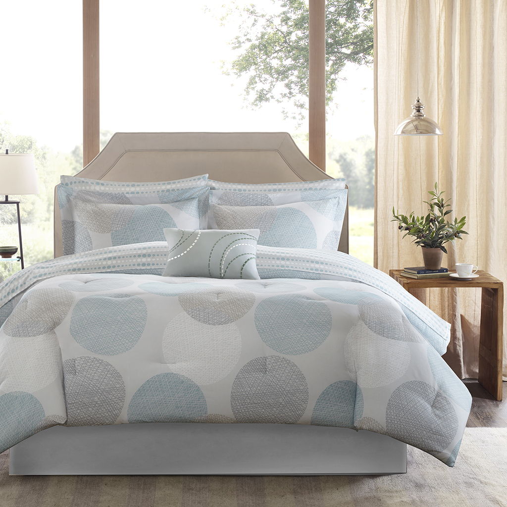 Knowles - Twin Complete Comforter And Sheet Set - Aqua