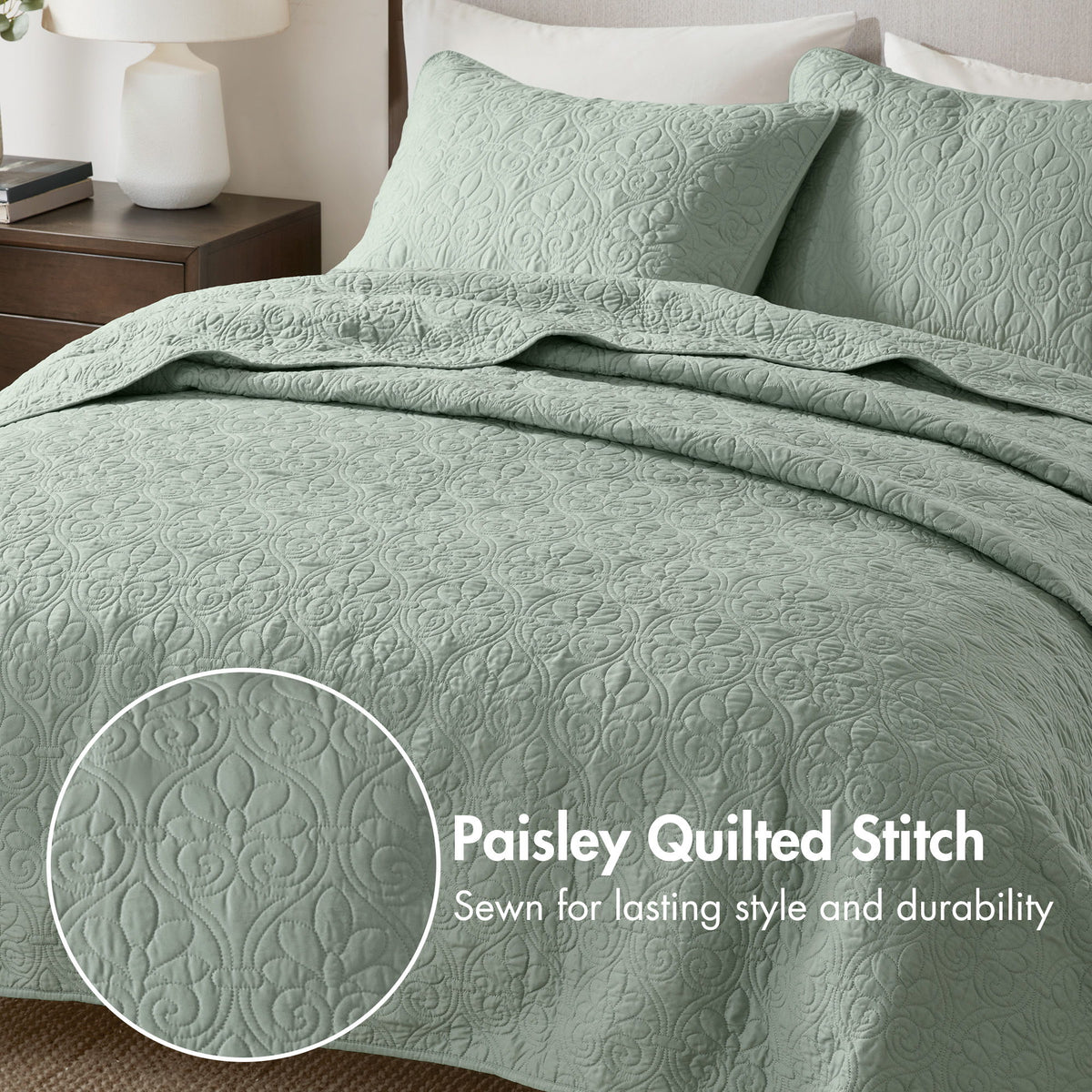 Quebec - Reversible Coverlet Set - Seafoam