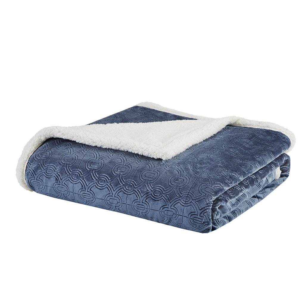 Elma - Oversized Textured Throw - Blue
