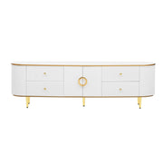 Modern TV Stand For TVs Up To 80", Entertainment Center With 4 Drawers And 1 Cabinet, Wood TV Console Table With And Handles For Living Room - White