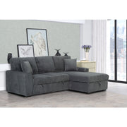 DARK GRAY Fabric RHF Pull Out Sectional Sofa & Storage