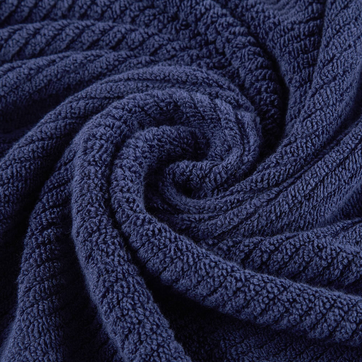Diagonal Ribbed - 6 Piece Washcloths Set - Navy