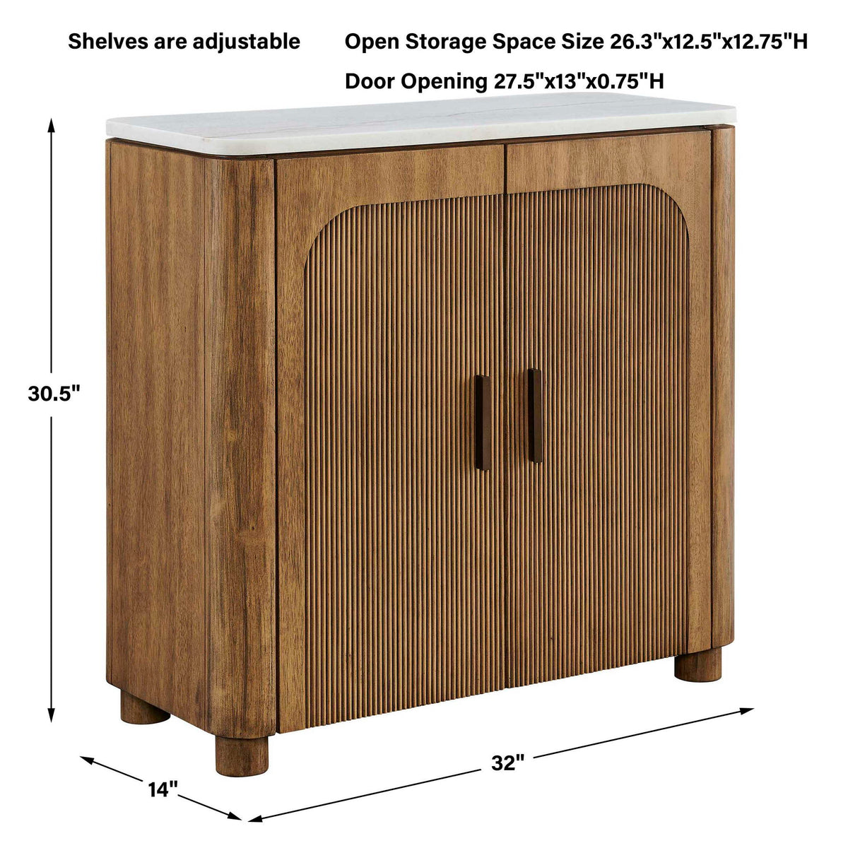 Mebarak - Reeded 2 Door Cabinet - Bronze,White,Woodtone