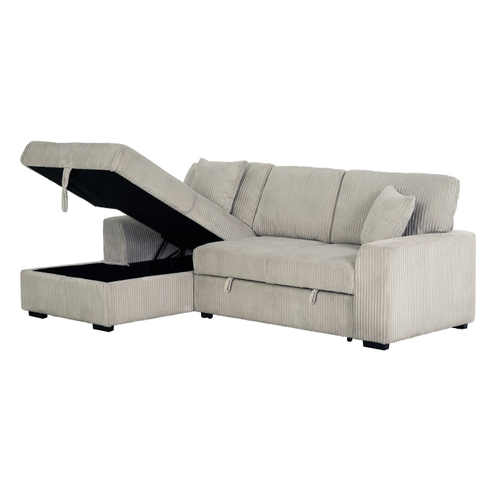 TAUPE Fabric LHF Pull Out Sectional Sofa & Storage