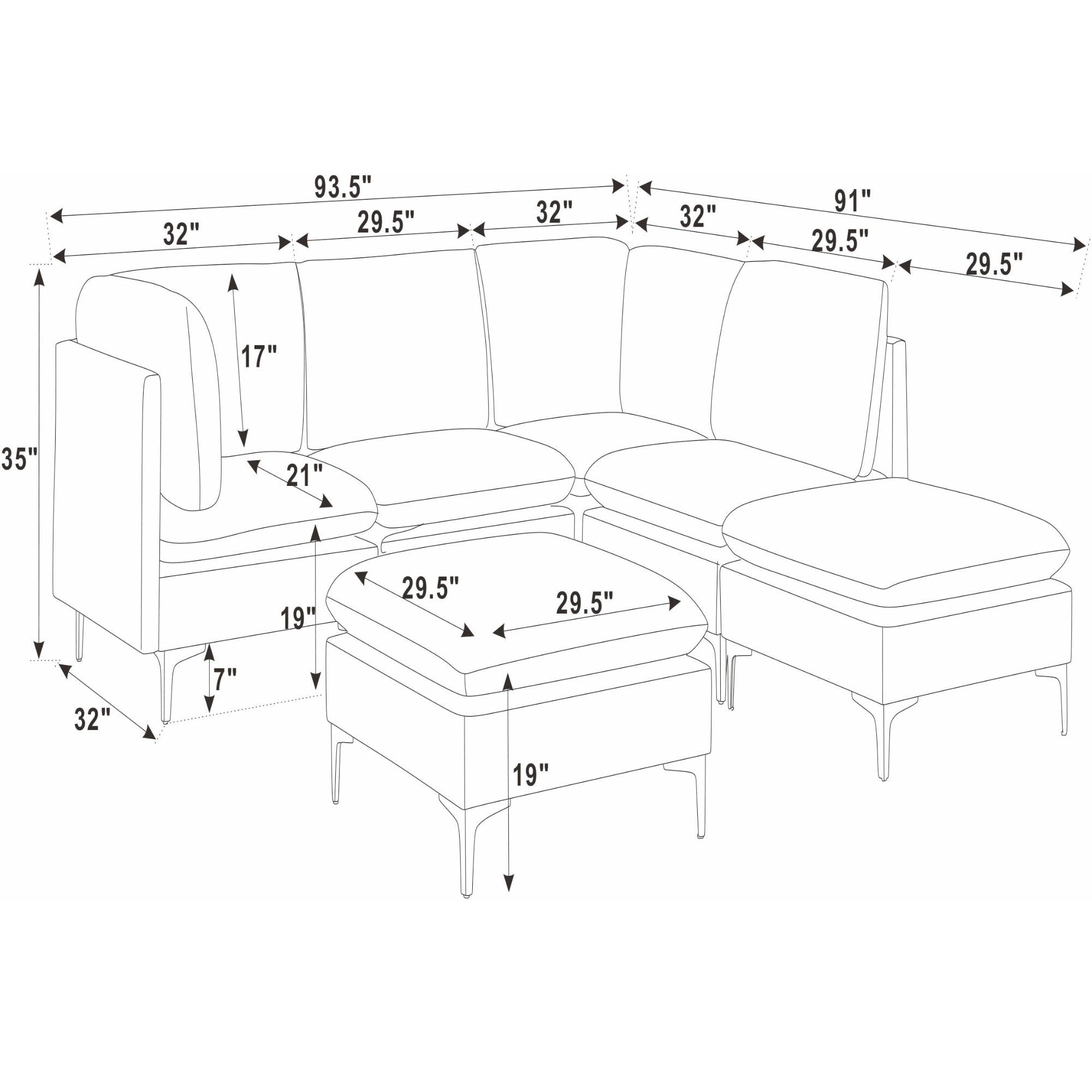 Upholstered Modular Sectional & Tall Legs
