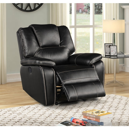 3PC BLACK Breathable Air Leather Power Recliners Sofa Set w/ USB