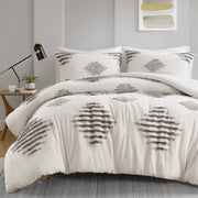 Tahli - 3 Piece King/California King Cotton Blend Chenille Duvet Cover Set - Gray