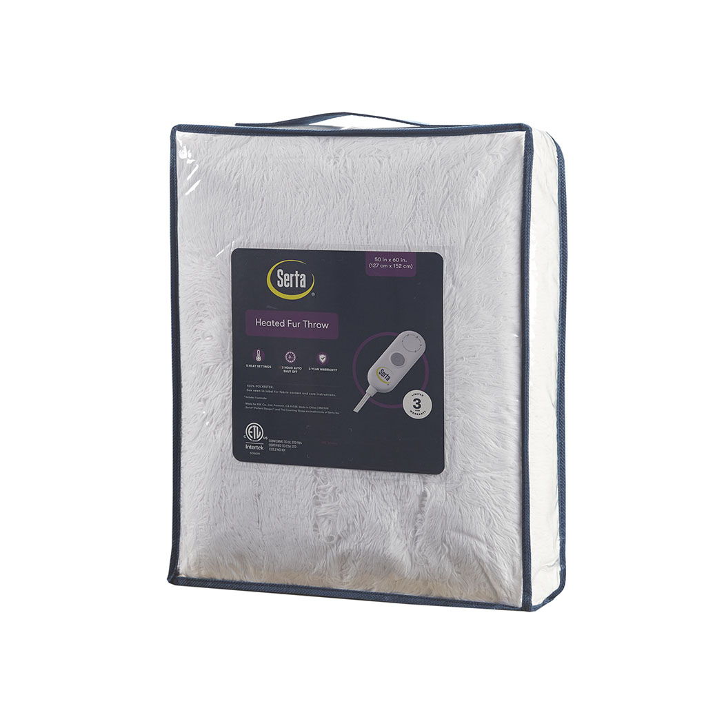 Malea - Shaggy Heated Throw - White
