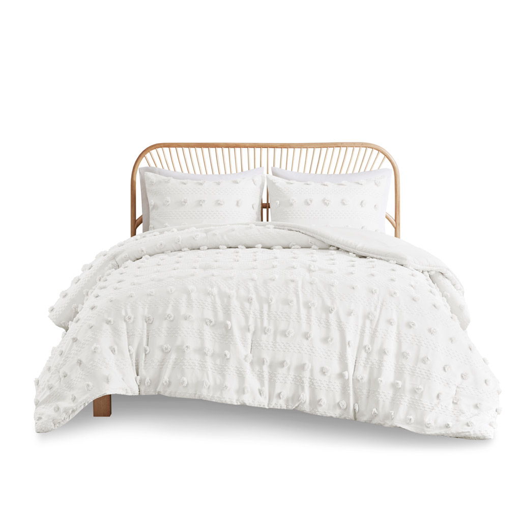 Lucy - Clip Jacquard Comforter Set - White