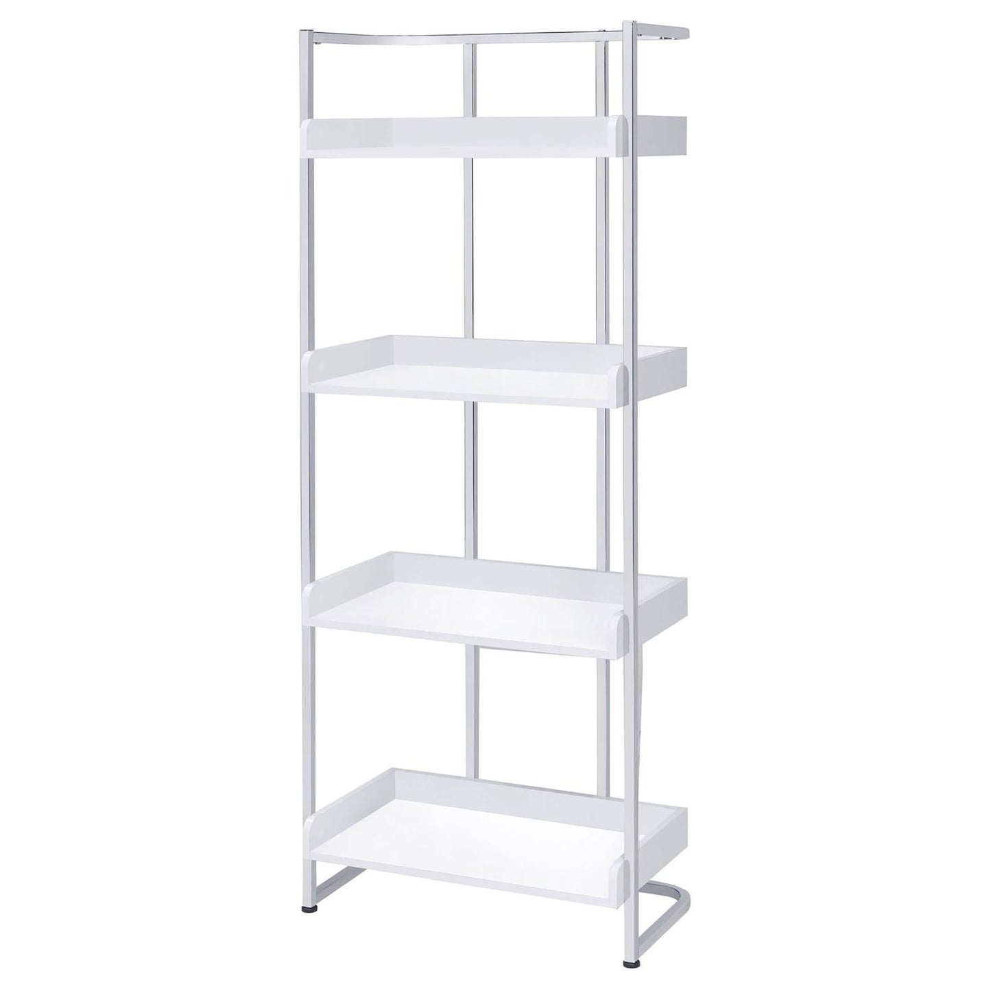 4 Shelf Open Back Bookcase With Accents - White