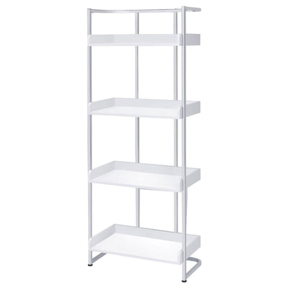 4 Shelf Open Back Bookcase With Accents - White