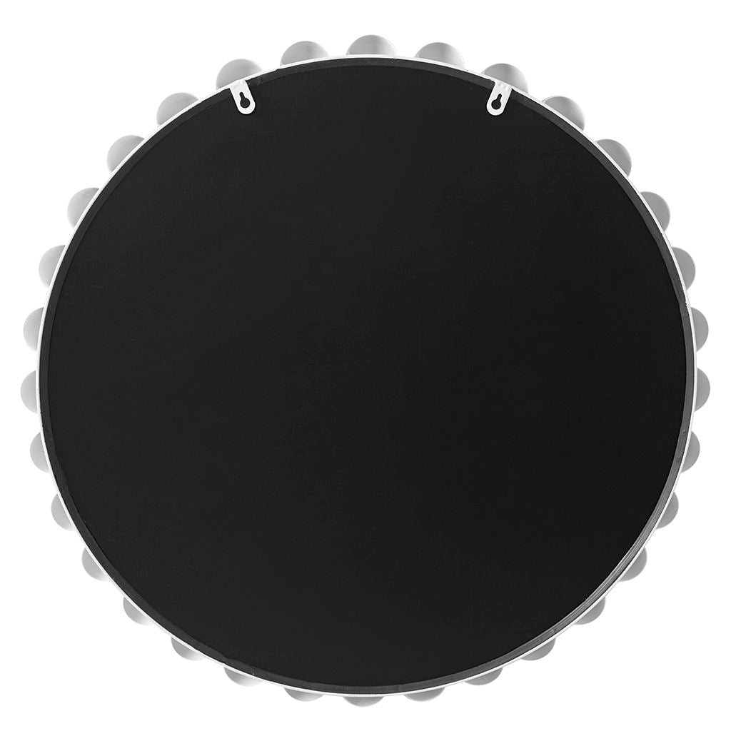 Marlowe - Big Beaded Round Wall Mirror - White