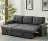Linen Reversible Sleeper Sectional Sofa with Storage Chaise