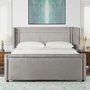 Elle - Wingback Upholstered King Bed - Silver Gray