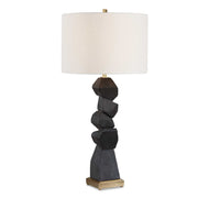 Demelo - Stacked Wood Table Lamp - Black
