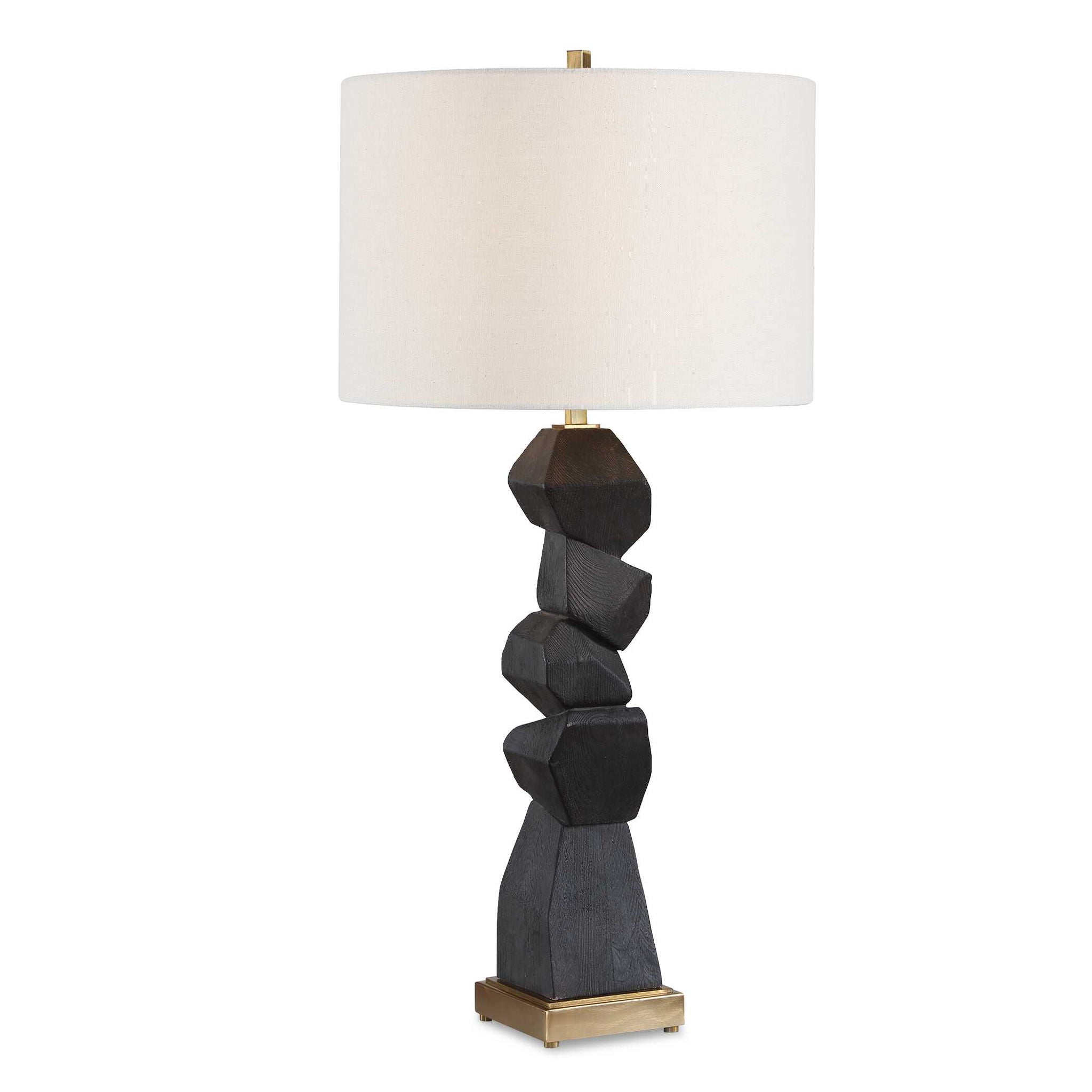 Demelo - Stacked Wood Table Lamp - Black
