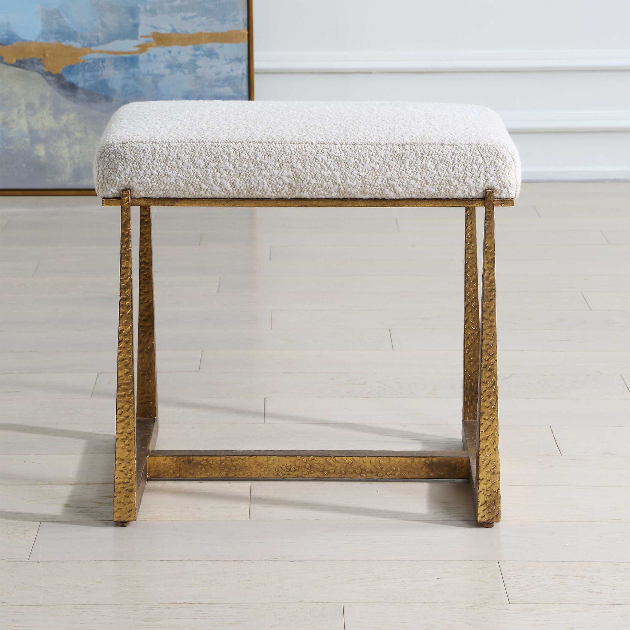 Midas - Small Bench - Gold / White