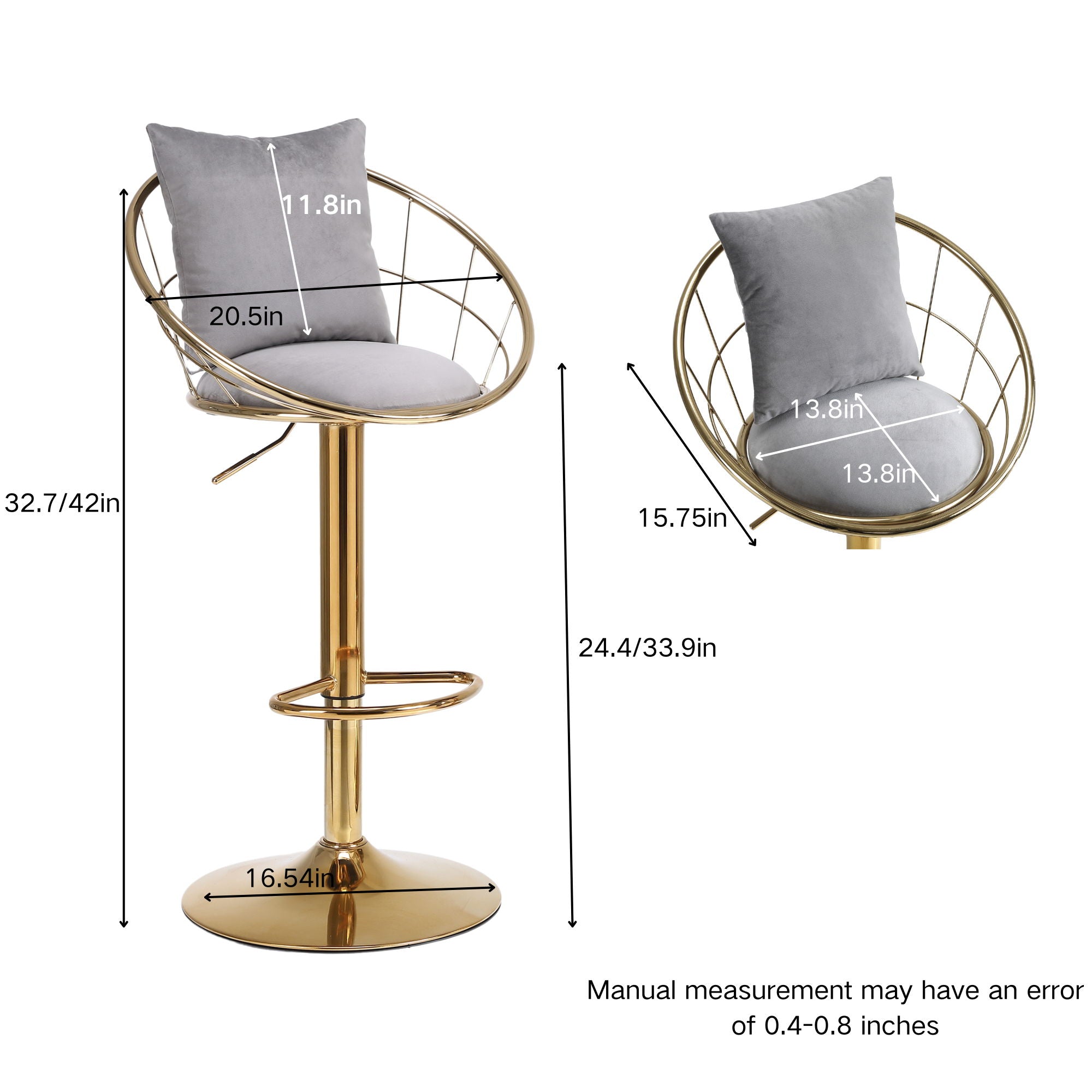 Unique Design Bar Chair, 360 Degree Rotation, Adjustable Height, Suitable For Dining Room And Bar
