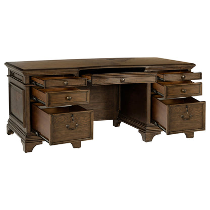 Stigham - 7 Drawer Executive Desk With Lockable File Cabinets - Oak
