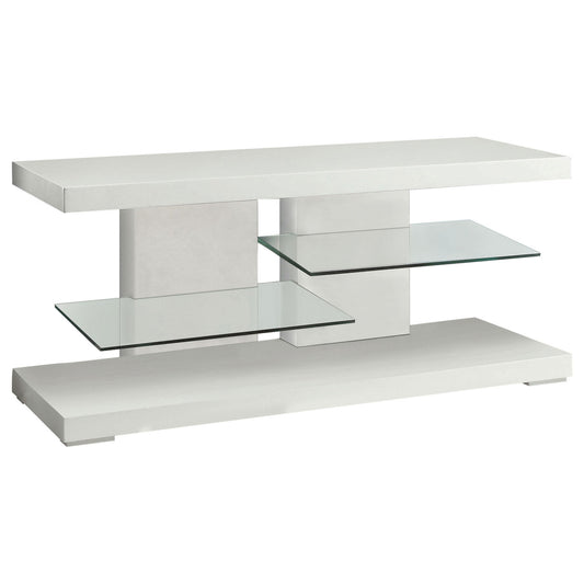 Strick & Bolton - Shelf TV Stand With Tempered Glass Shelves - White