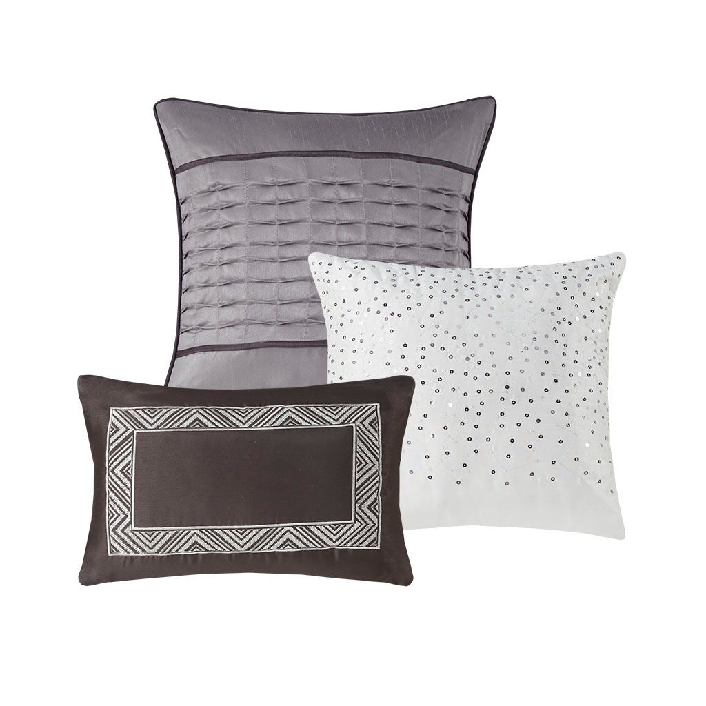 Rhapsody - California King 7 Piece Comforter Set - Gray / Taupe