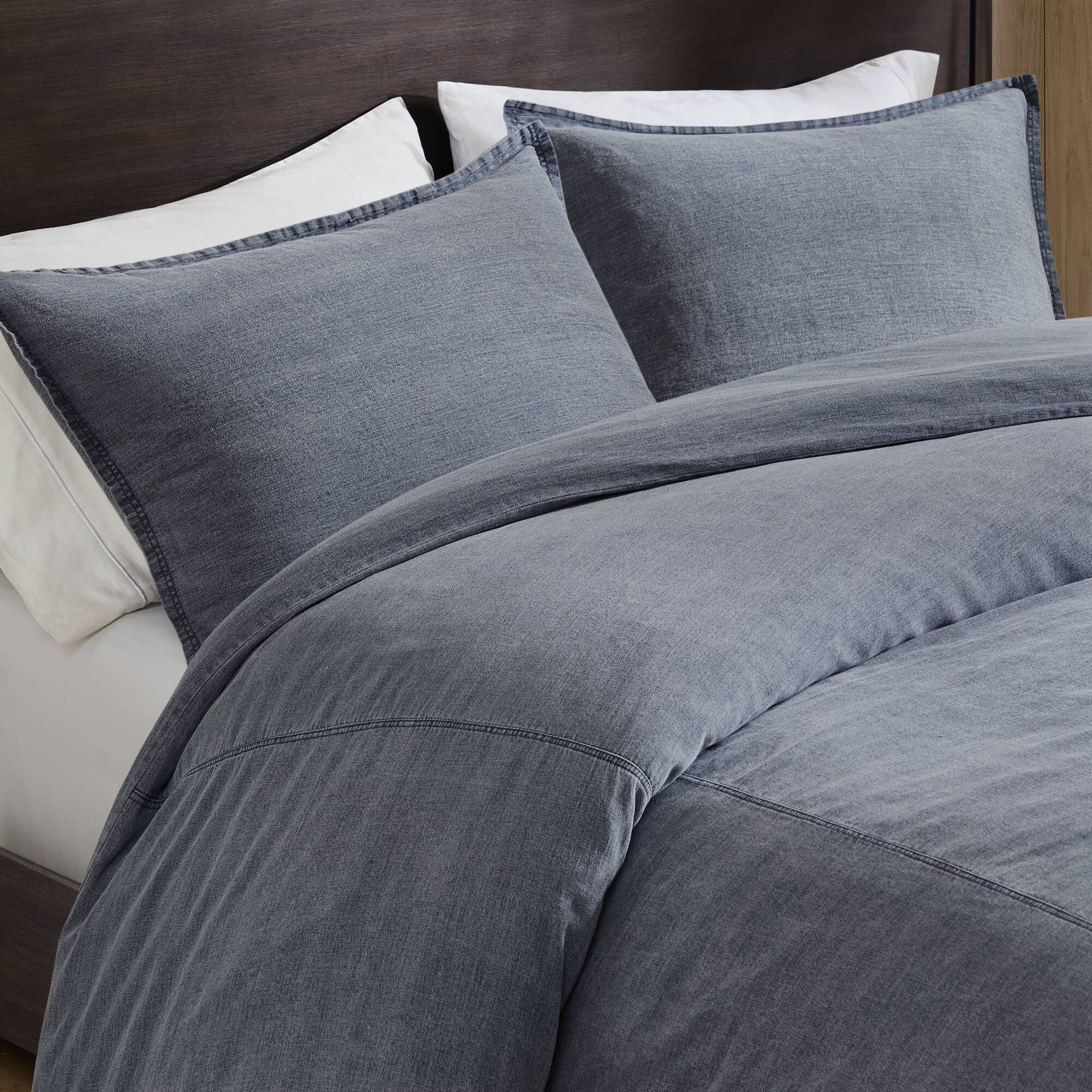 Mckenzie - 3 Piece Full/Queen Twill Washed Duvet Set - Blue