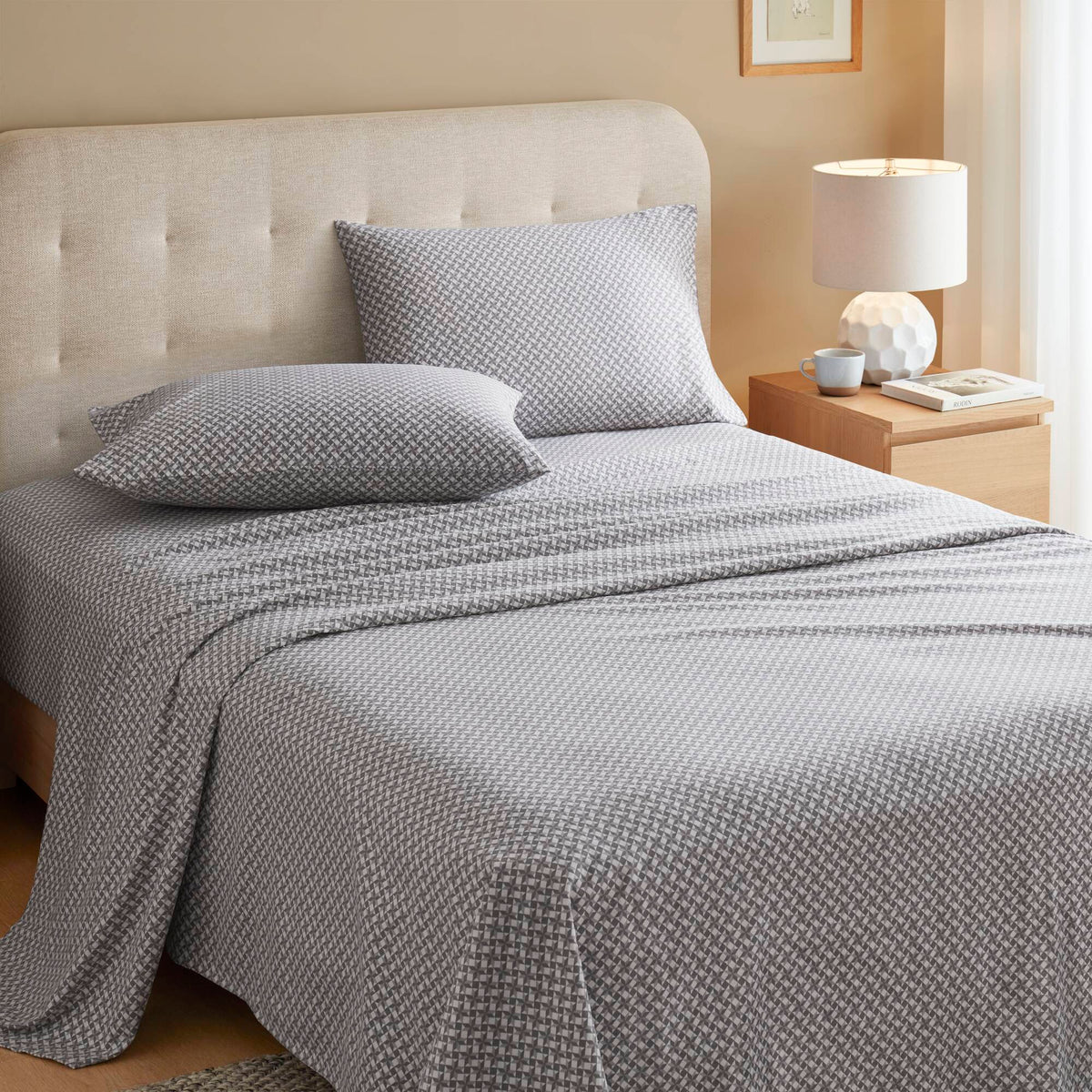 Cozy Cotton Flannel - King Printed Sheet Set - Snowflake