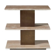 Travertini - 3 Tiered Accent Table - Bronze / Beige
