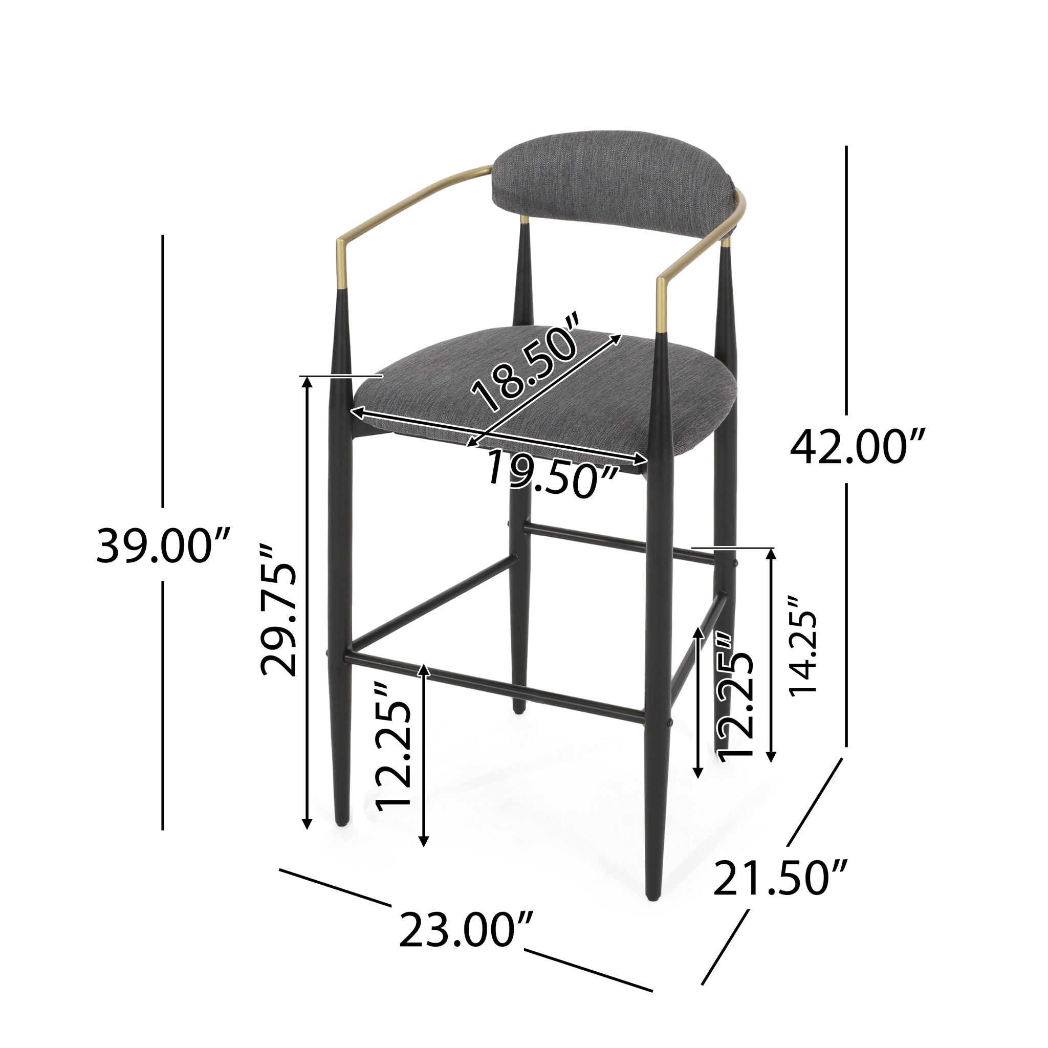 Upholstered Bar Stools With Backs For Kitchen Island (Set of 2)