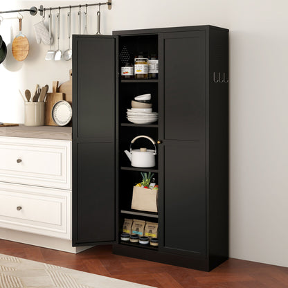 Kitchen Pantry Cabinet With 4 Adjustable Shelves, Heavy Duty Freestanding Organizer