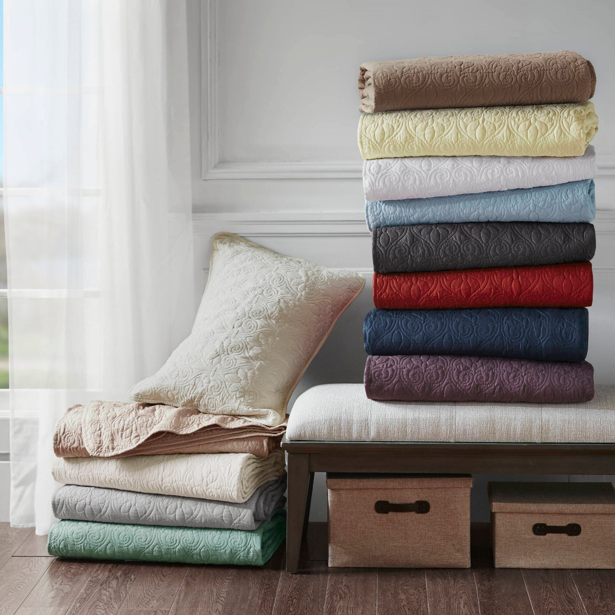 Quebec - King Reversible Bedspread Set - Gray