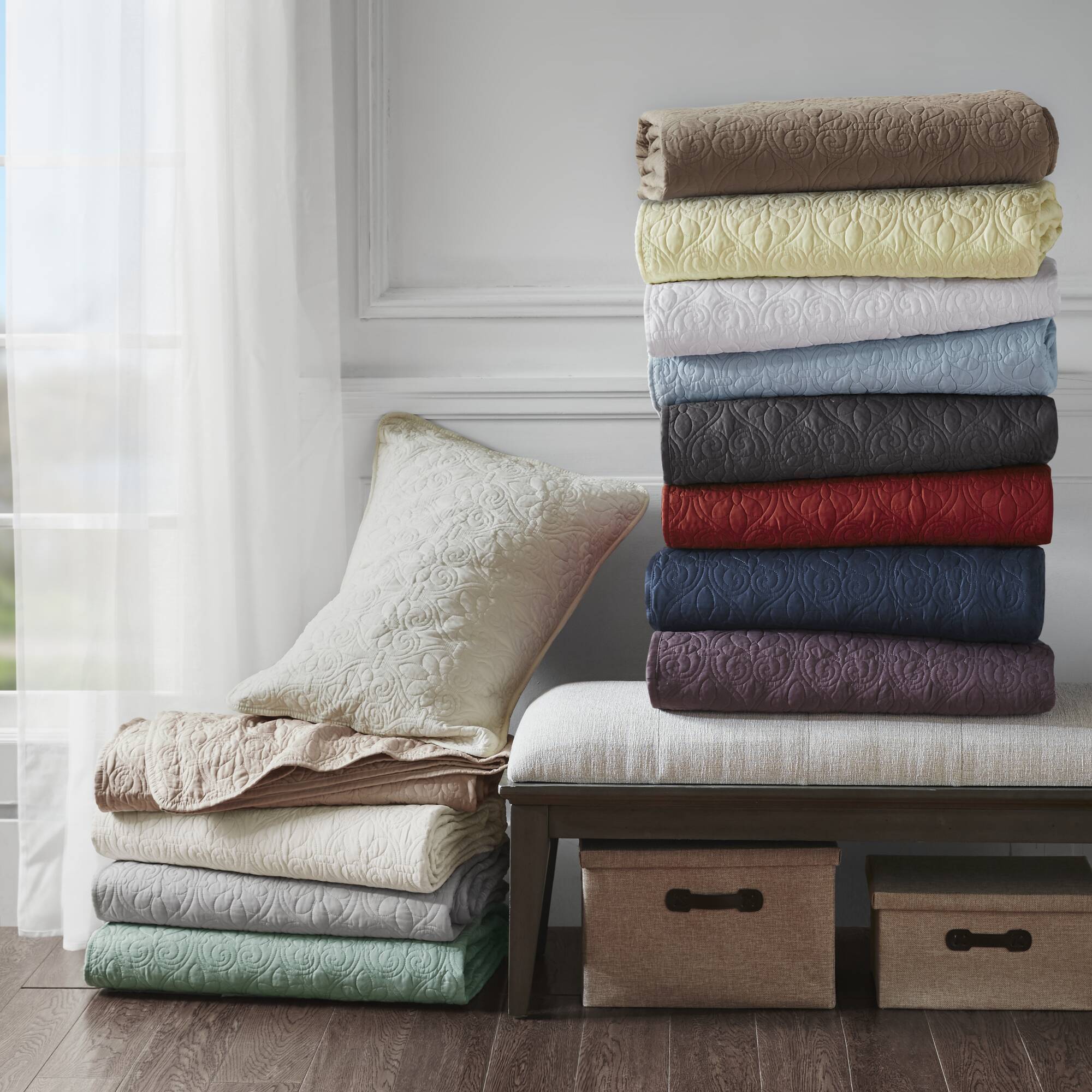 Quebec - Queen Reversible Bedspread Set - Gray